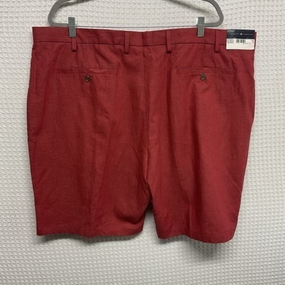 NWT Joseph Abboud Modern Fit Red Stretch Chino Shorts Men 46 Vietnam Linen Blend - Picture 11 of 12